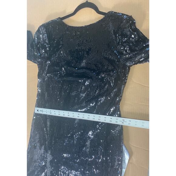 DRESS THE POPULATION DRESS 1X BLACK SEQUIN FALL WEDDING GUEST EVENING COCKTAIL - Picture 14 of 15